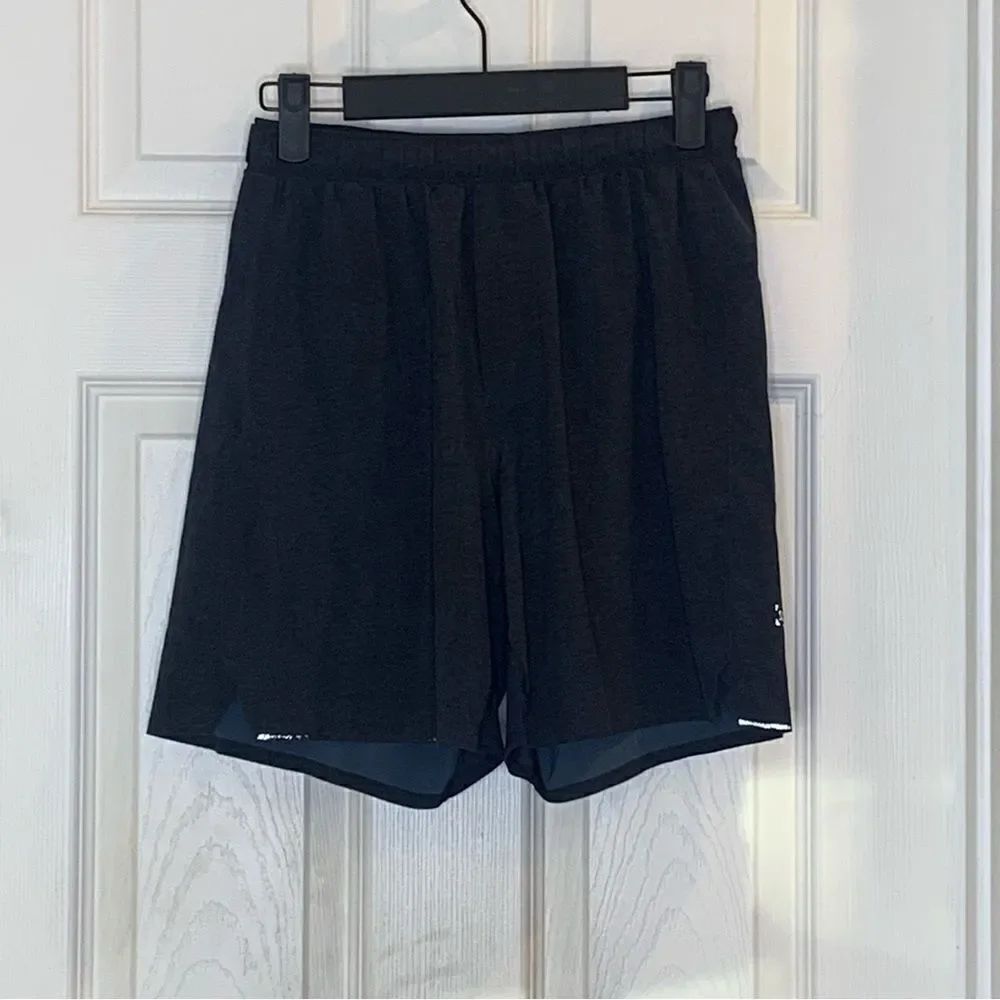 Lululemon Surge Short Linerless 7" Heathered Texture Printed Iron Blue True Navy